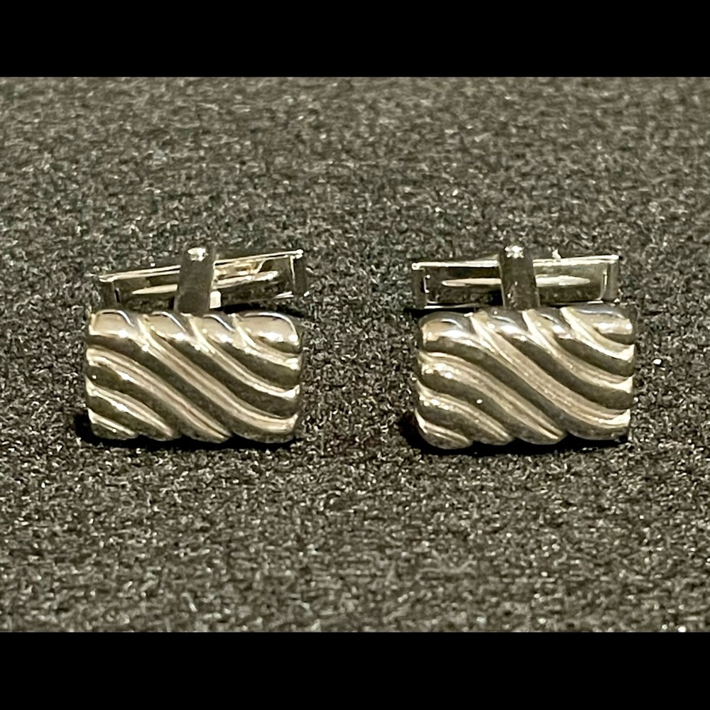 Sterling Silver Rectangular Cuff Links - image 2
